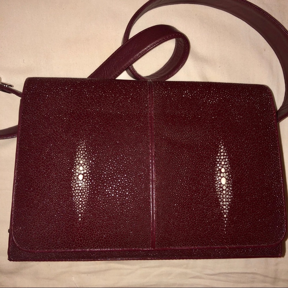 Stingray Leather Sparkly Satchel Handbag CRAN